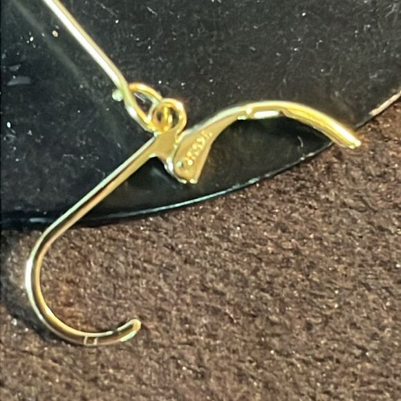 9-10mm Double Pearl Bar Dangle Earrings 14Yg/ 925 silver - Picture 5 of 7